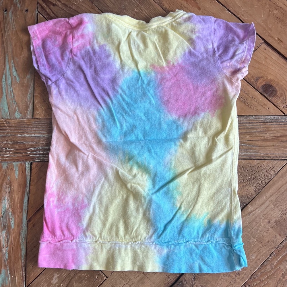 Kid U Not Pink Blue Purple Yellow Tie‎ Dye Butterfly Graphic T Shirt Girls Large - Picture 2 of 5